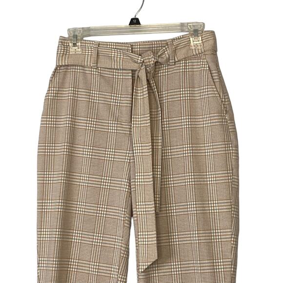 Joie Plaid Capri Crop Belted Pants Stretch Waist Gray Check Size 2 - Picture 3 of 6